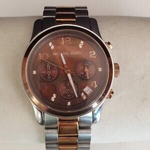 Michael Kors Women's‎ MK5495 Runway Two Tone Chronograph Watch with Brown Dial